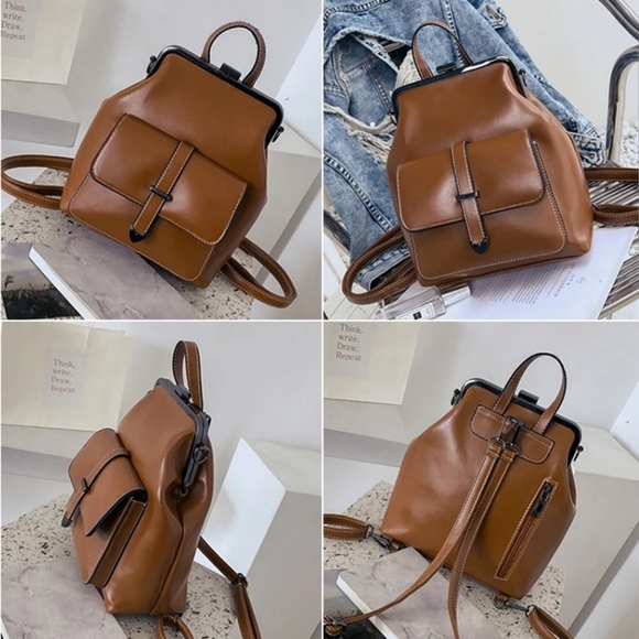 *NEW Cute Small Leather Backpack Crossbody Shoulder Purse Vintage Style Chic B… - Picture 9 of 14